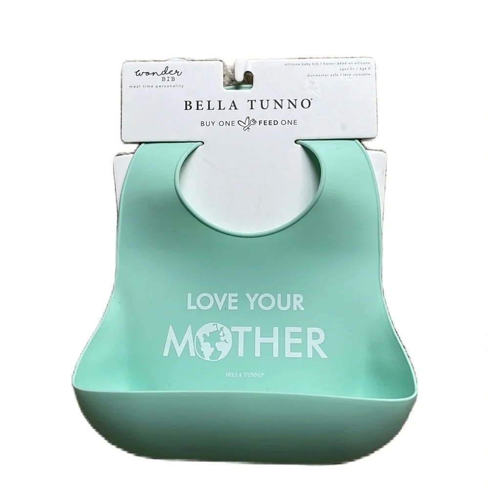Bella Tunno Wonder Bib for Baby Silicone Teal Mother Earth NWT Little Activist